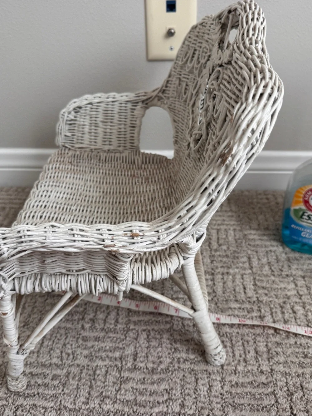 Vintage children’s large doll rattan furniture chair
